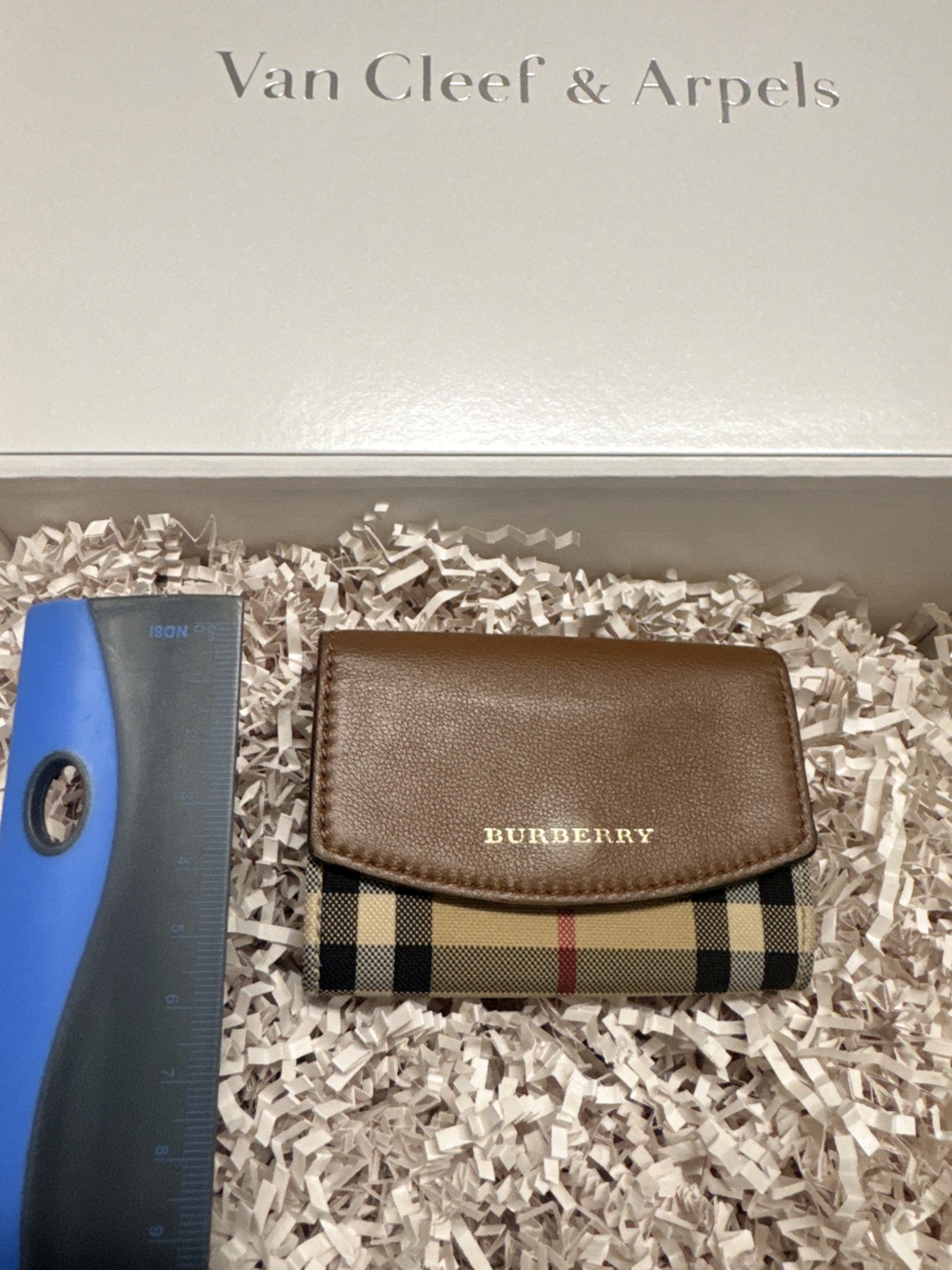 Burberry Brown and Beige Check Card Holder
